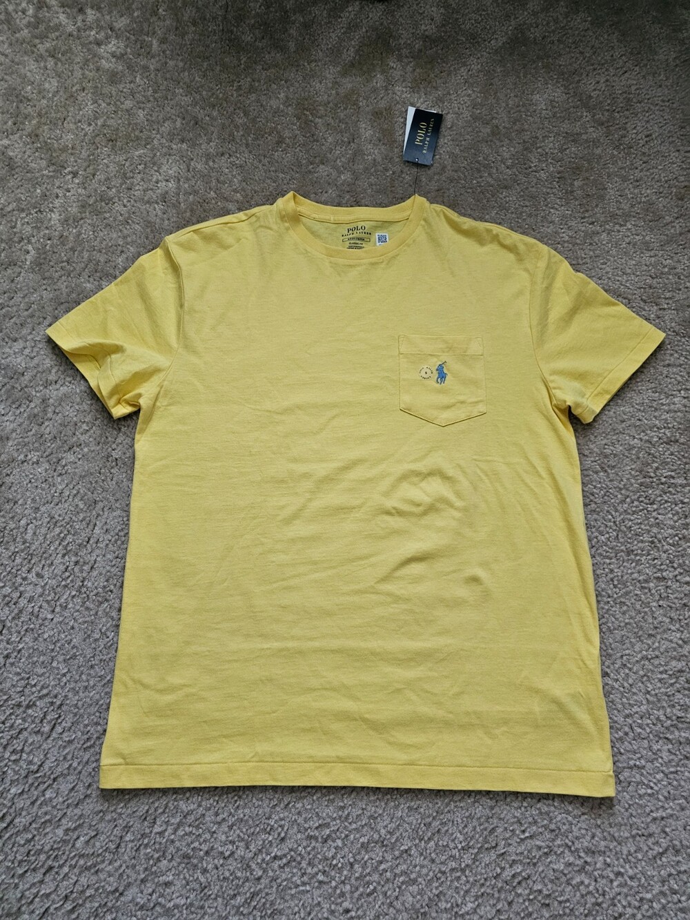 Polo Ralph Lauren Men's S Classic Fit Yellow Pocket T-Shirt Pony Logo NWT
